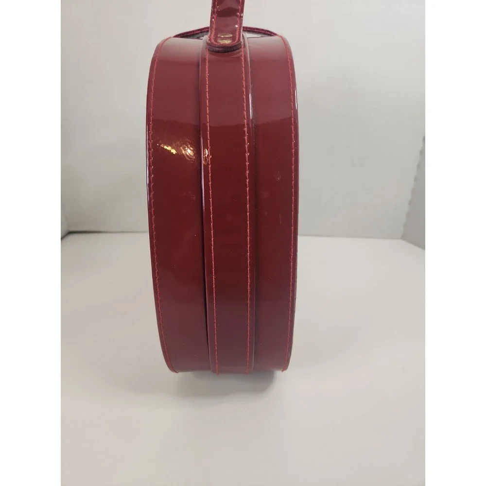 Vtg 90s Red Faux Crocodile Train Case Dome Vanity Cosmetics Travel Box W/Key